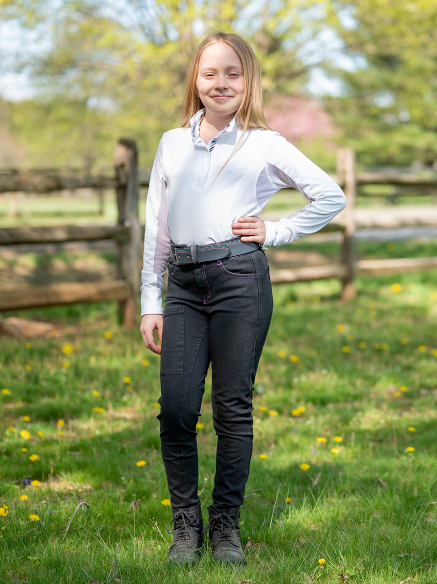 Breeches en denim avec genouillère pour filles