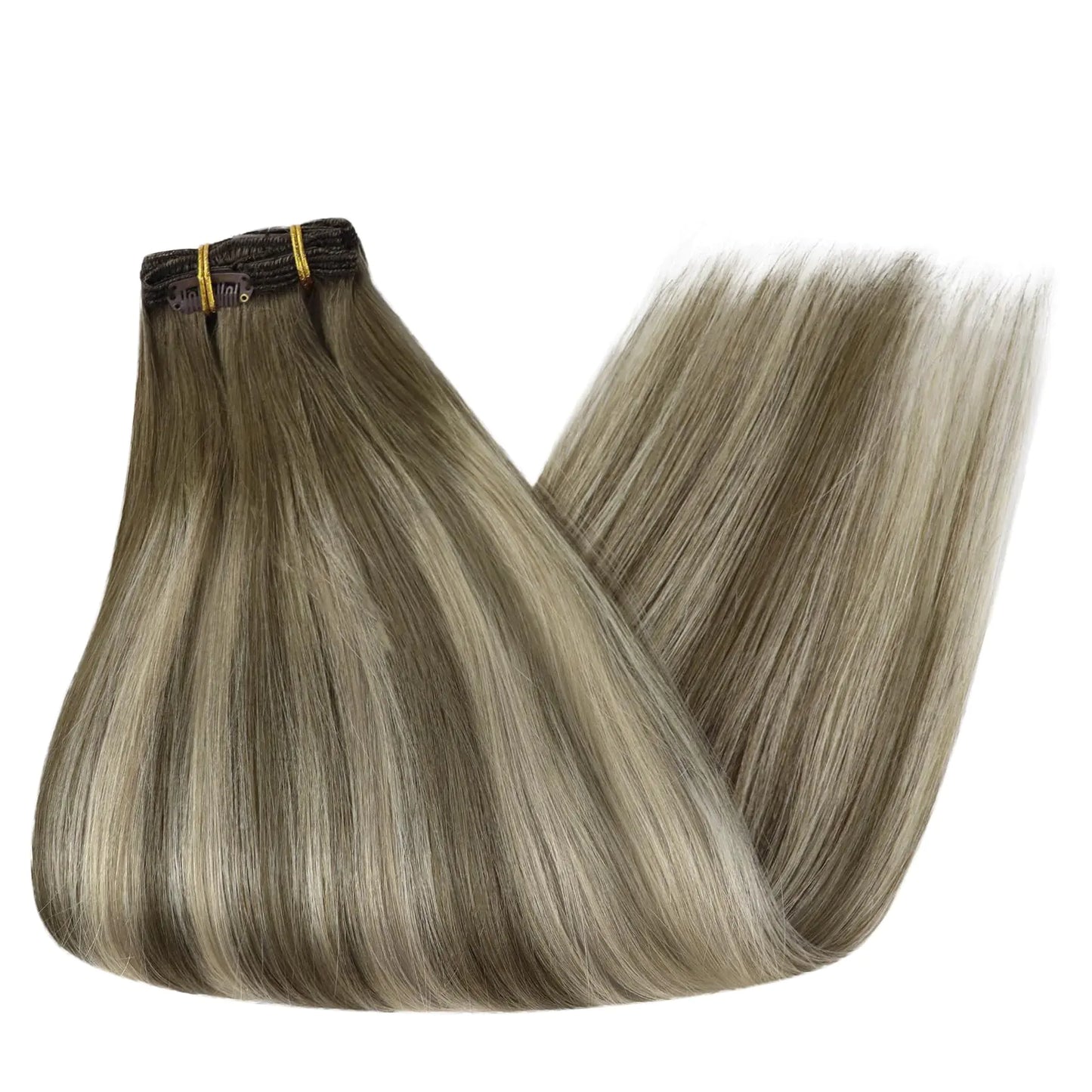 Extensiones de Cabello Humano Clip-In de 20 Pulgadas Full Shine - Ombre Cool Taupe