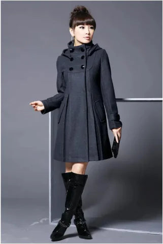 Manteau coupe-vent à double boutonnage avec capuche