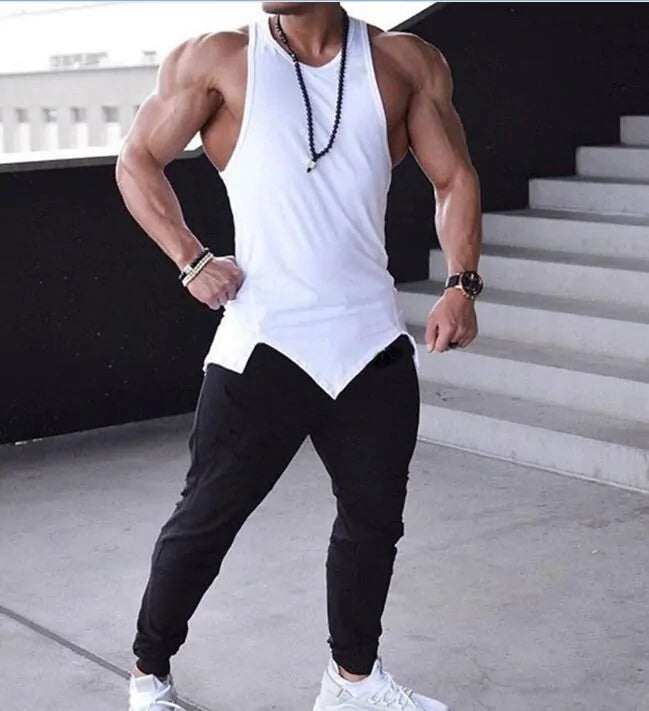 Camiseta sin mangas de gimnasio atlético para hombres - Chaleco sólido