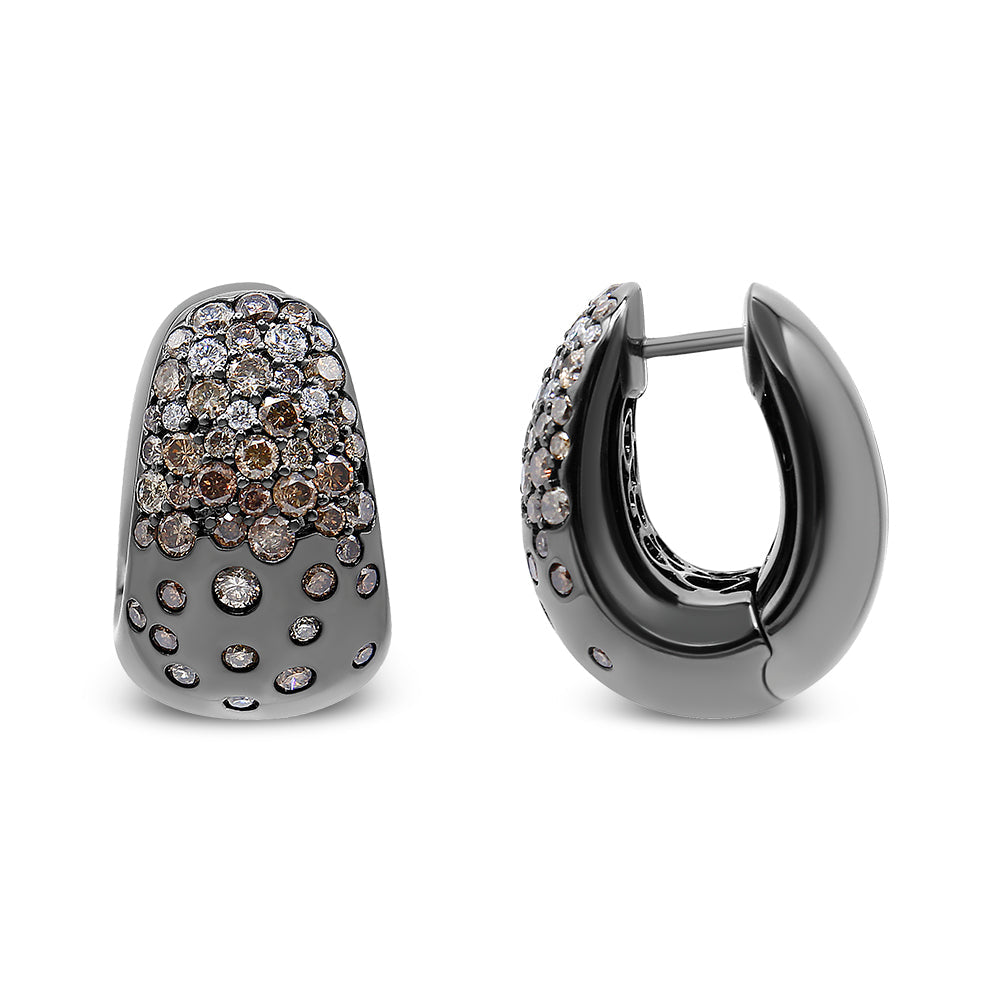 Black Rhodium over 18K White Gold Diamond Huggy Hoop Earrings