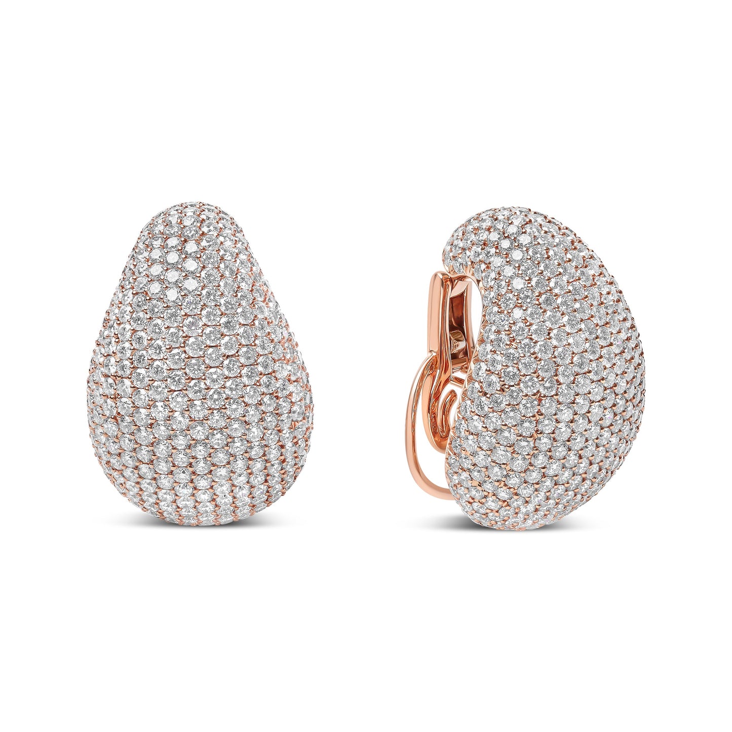 Boucles d'oreilles sculpturales en diamant micro-pavé en or rose 18K