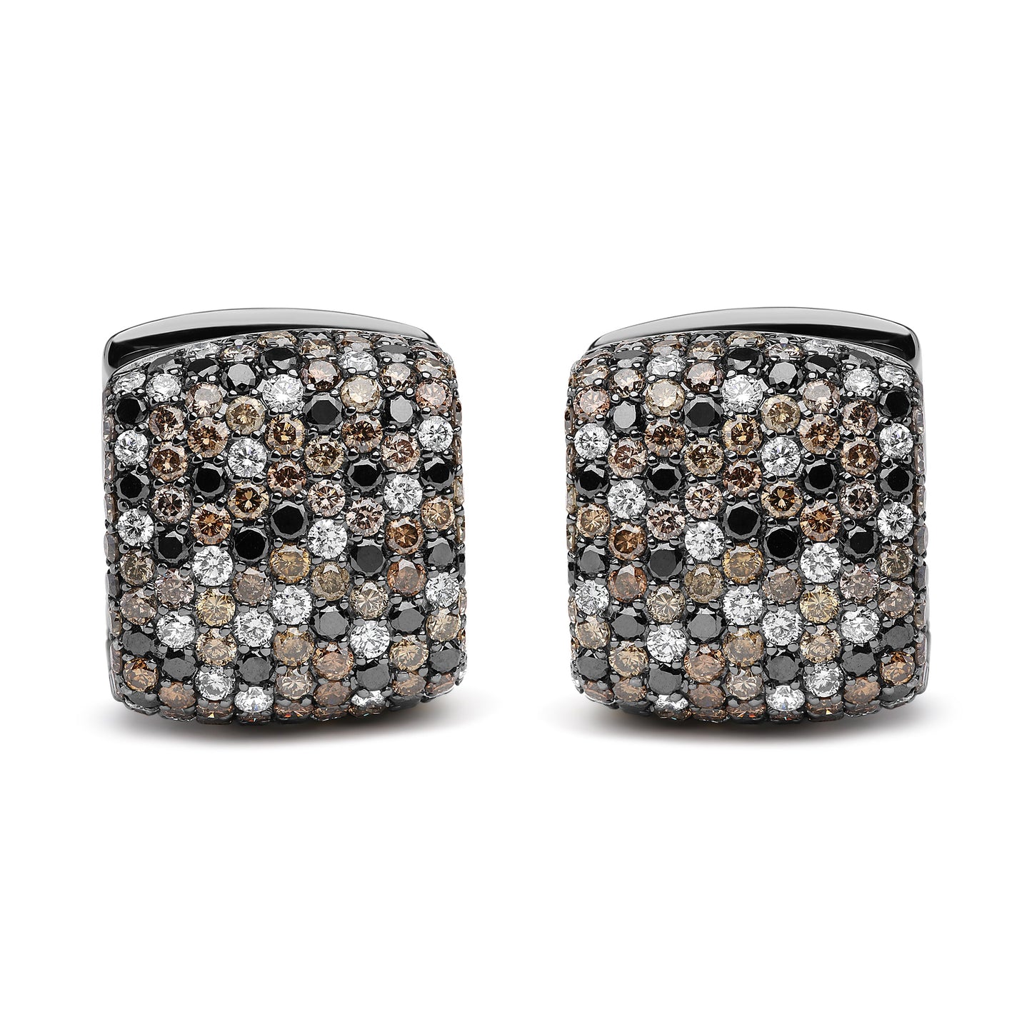 Pendientes de aro huggie de diamantes multicolores en oro blanco de 18K con baño de rodio negro