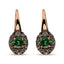 Boucles d'oreilles créoles en or rose et blanc 18K avec diamants bruns et tsavorite verte