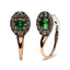 Boucles d'oreilles créoles en or rose et blanc 18K avec diamants bruns et tsavorite verte