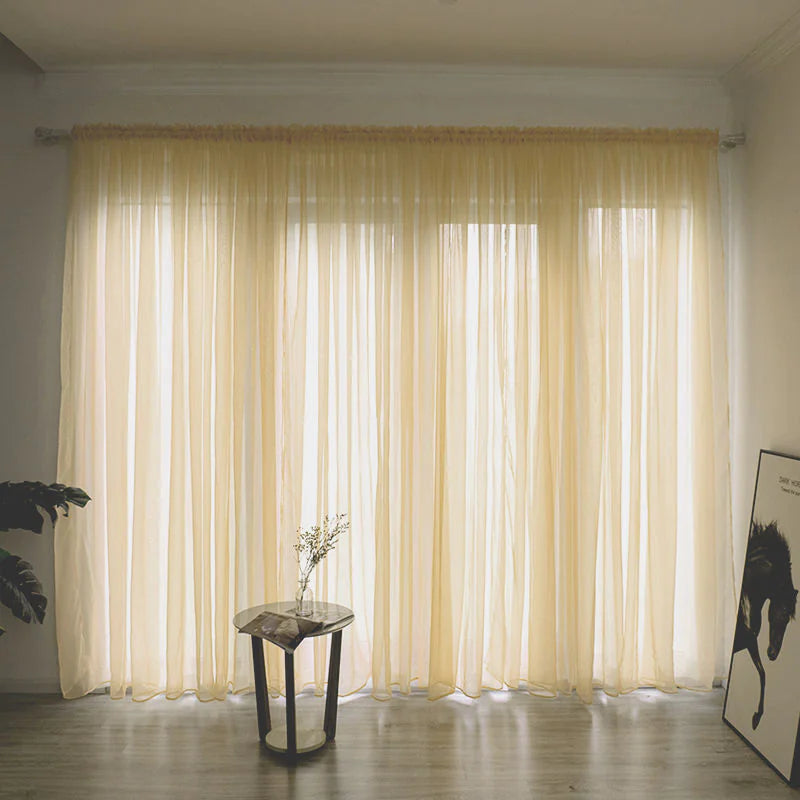 Simple Modern Solid Color Gauze Curtain for Balcony
