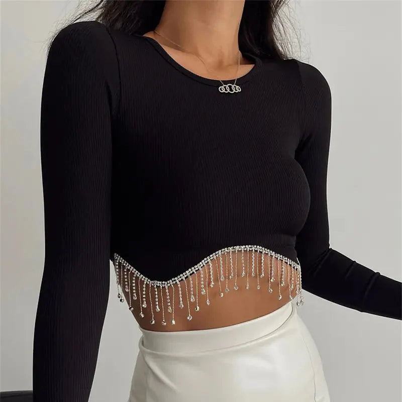 Haut court à franges en strass élégant