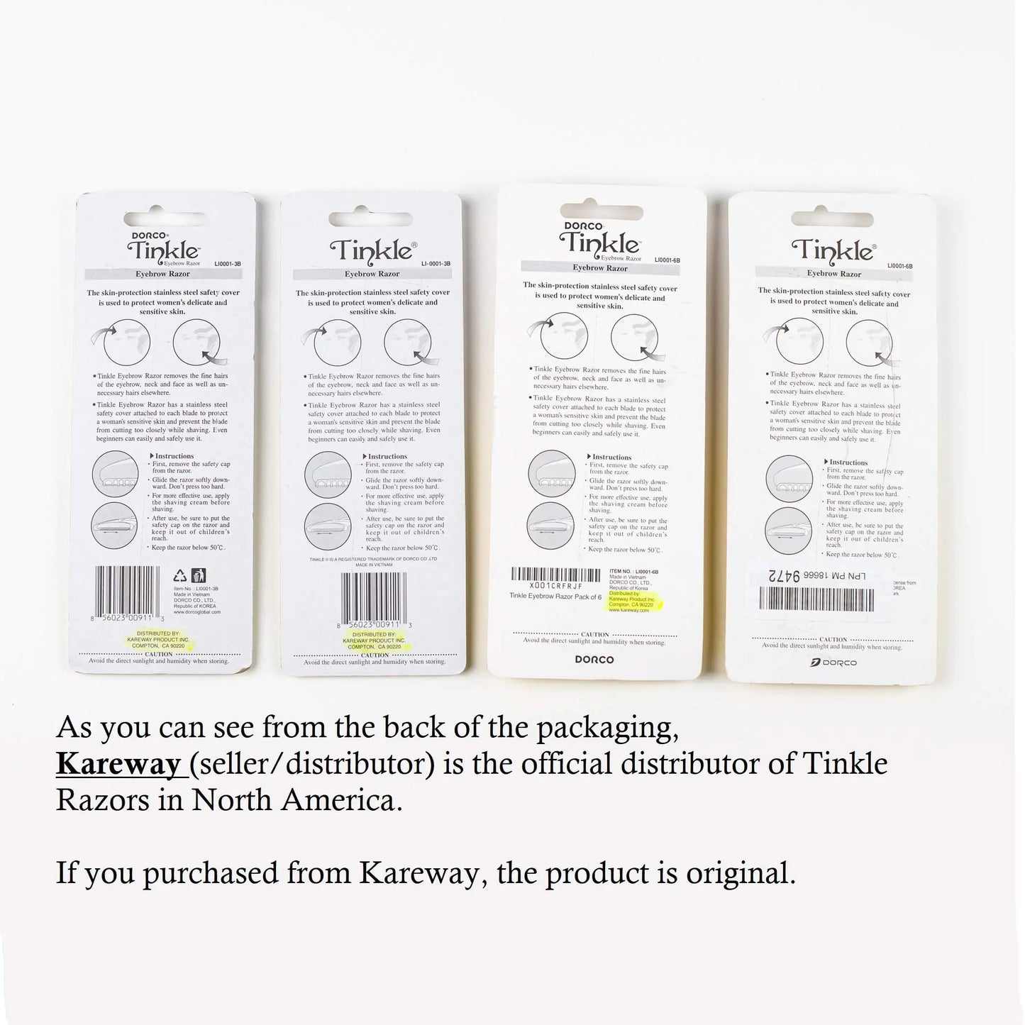 Rasoirs à sourcils Dorco Tinkle - Pack de 3 outils de précision pour le toilettage