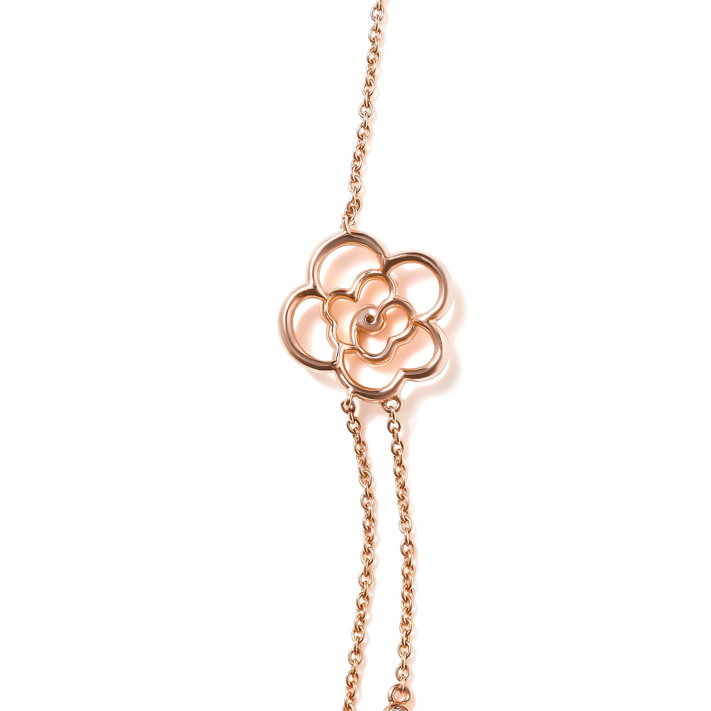 Collier en perles d'eau douce et diamants à double rang en or rose 18K