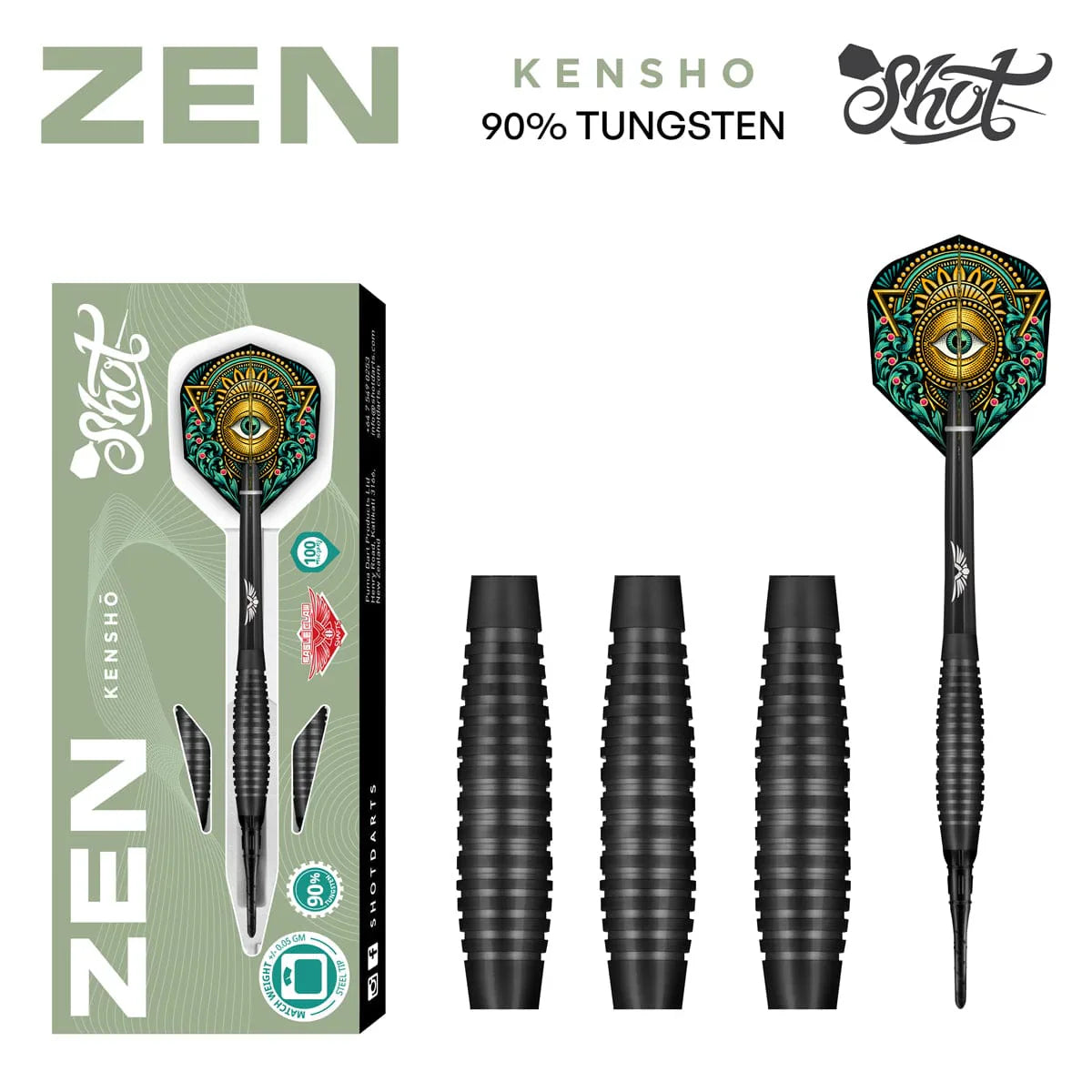 Zen Kensho Soft Tip Dart Set - 90% Tungsten - Korvel