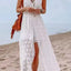 Elegant White Boho Lace Maxi Dress