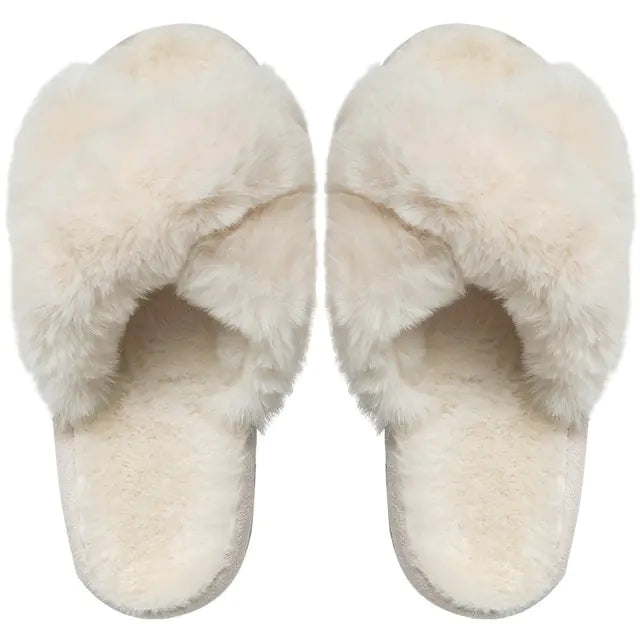 Pantuflas de lujo de invierno con piel