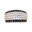 18K Rose Gold Black and White Diamond 6 Row Band Ring - Size 7