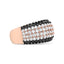 18K Rose Gold Black and White Diamond 6 Row Band Ring - Size 7