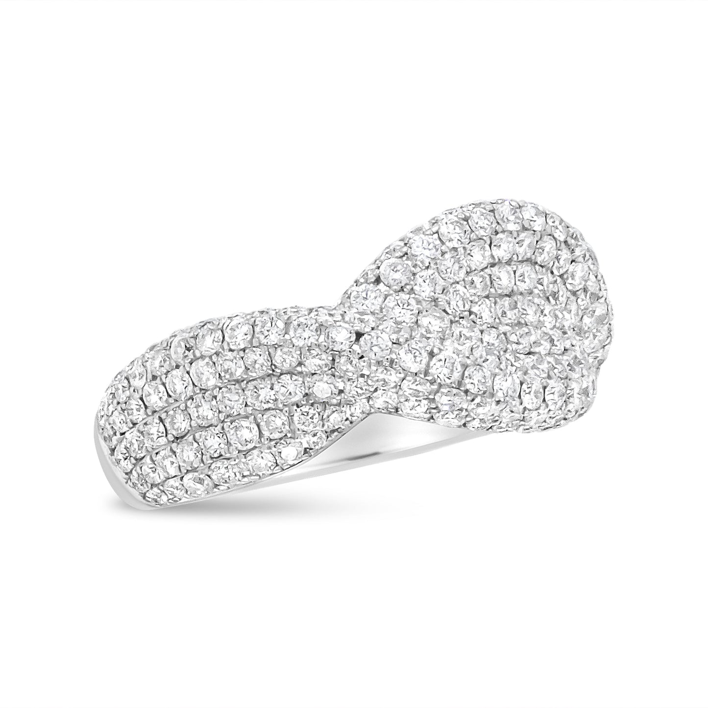 18K White Gold Cluster Diamond Fashion Ring - Size 7