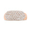 18K Rose Gold Diamond Multi Row Dome Band Ring - Size 7