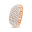 18K Rose Gold Diamond Multi Row Dome Band Ring - Size 7