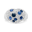 18K White Gold Blue Sapphire & Diamond Heart Ring - Size 7.5