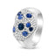 18K White Gold Blue Sapphire & Diamond Heart Ring - Size 7.5