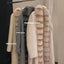 Abrigo de Fleece de Alpaca Lujo con Cuello de Piel de Zorro Desmontable