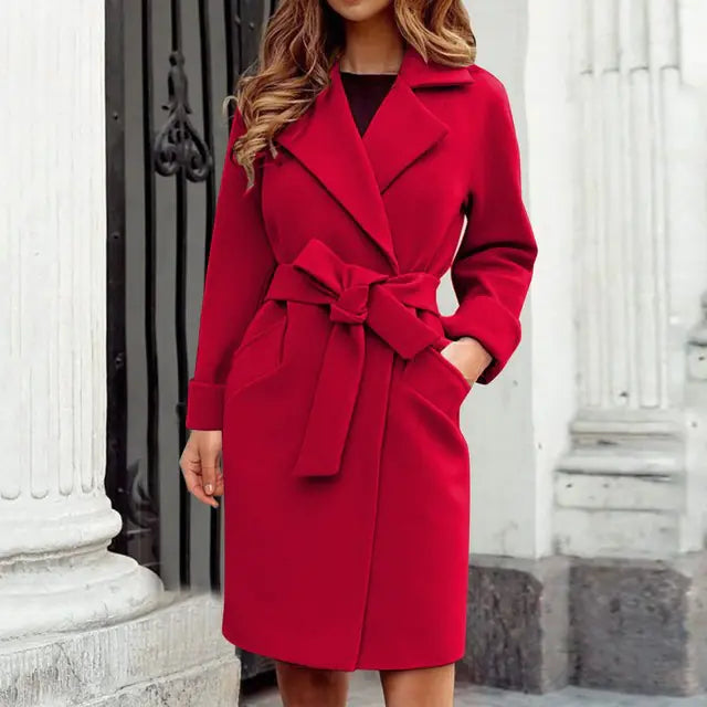 Chic Women's Hot Pink Trench Coat