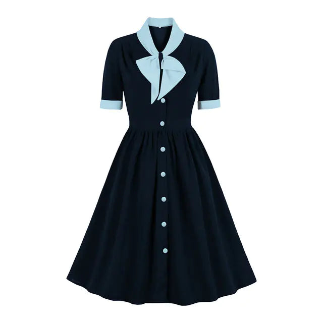 Robe de fête rétro en maille brodée élégante des années 1950