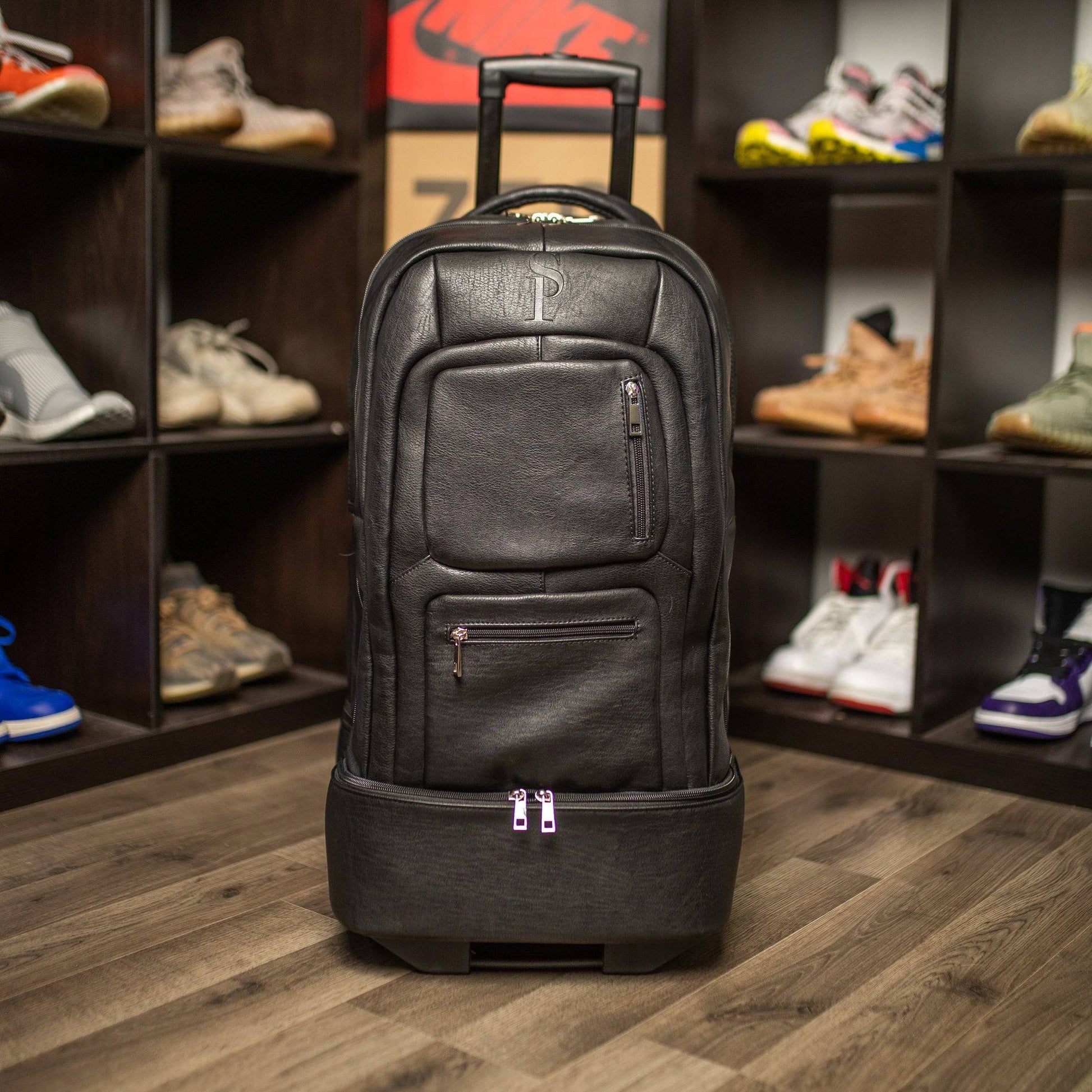 Black Leather Carry-On Roller Bag (Only 150 Made) - Korvel