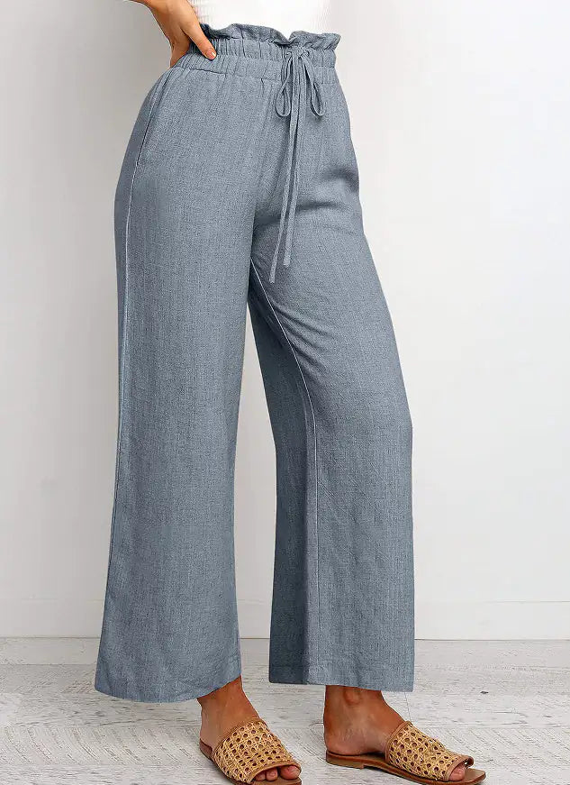 Pantalones Harem de Pierna Ancha con Cintura Elástica - Estilo Corto