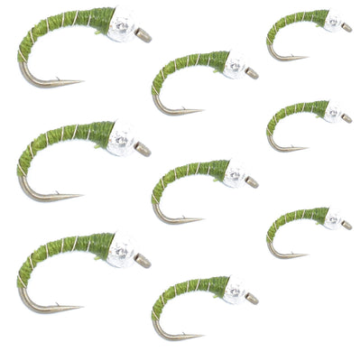Premium Olive Zebra Midge Fly Assortment - Sizes 14, 16, 18 (Set of 9) - Korvel