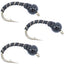 3 Pack Bead Head Black Zebra Midge Still Water Nymph Fly Hook Size 24 - Korvel
