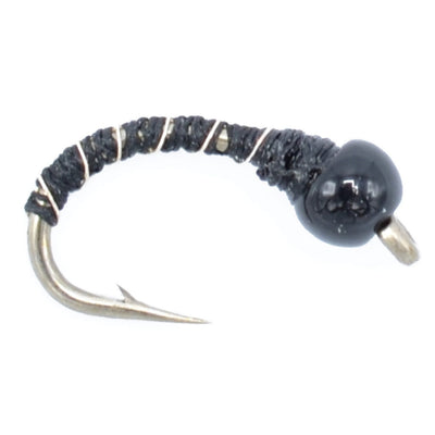 Premium Black Zebra Midge Flies - Bead Head - Size 14 - Pack of 6 for Tailwater & Lake Fishing - Korvel