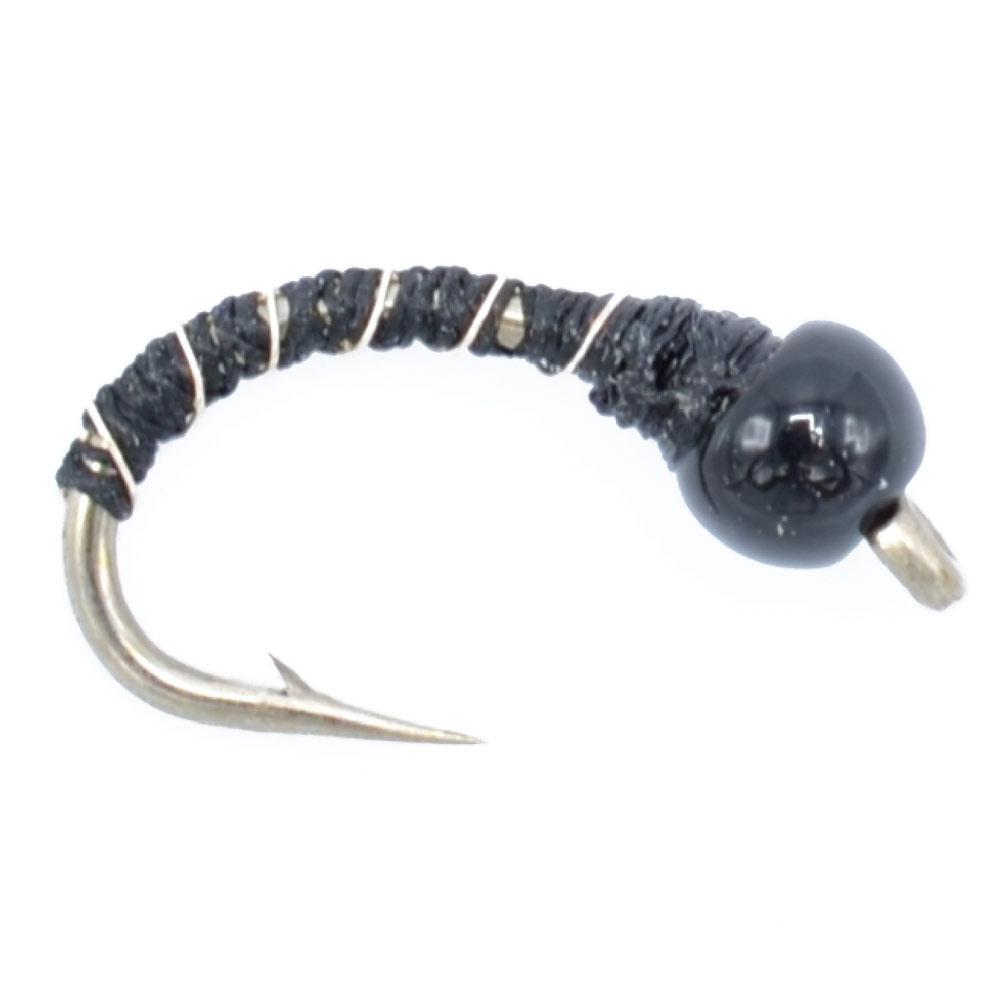 3 Pack Bead Head Black Zebra Midge Still Water Nymph Fly Hook Size 20 - Korvel