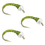 3-Pack Olive Zebra Midge Nymphs - Size 18 Bead Head Flies for Trout Fishing - Korvel
