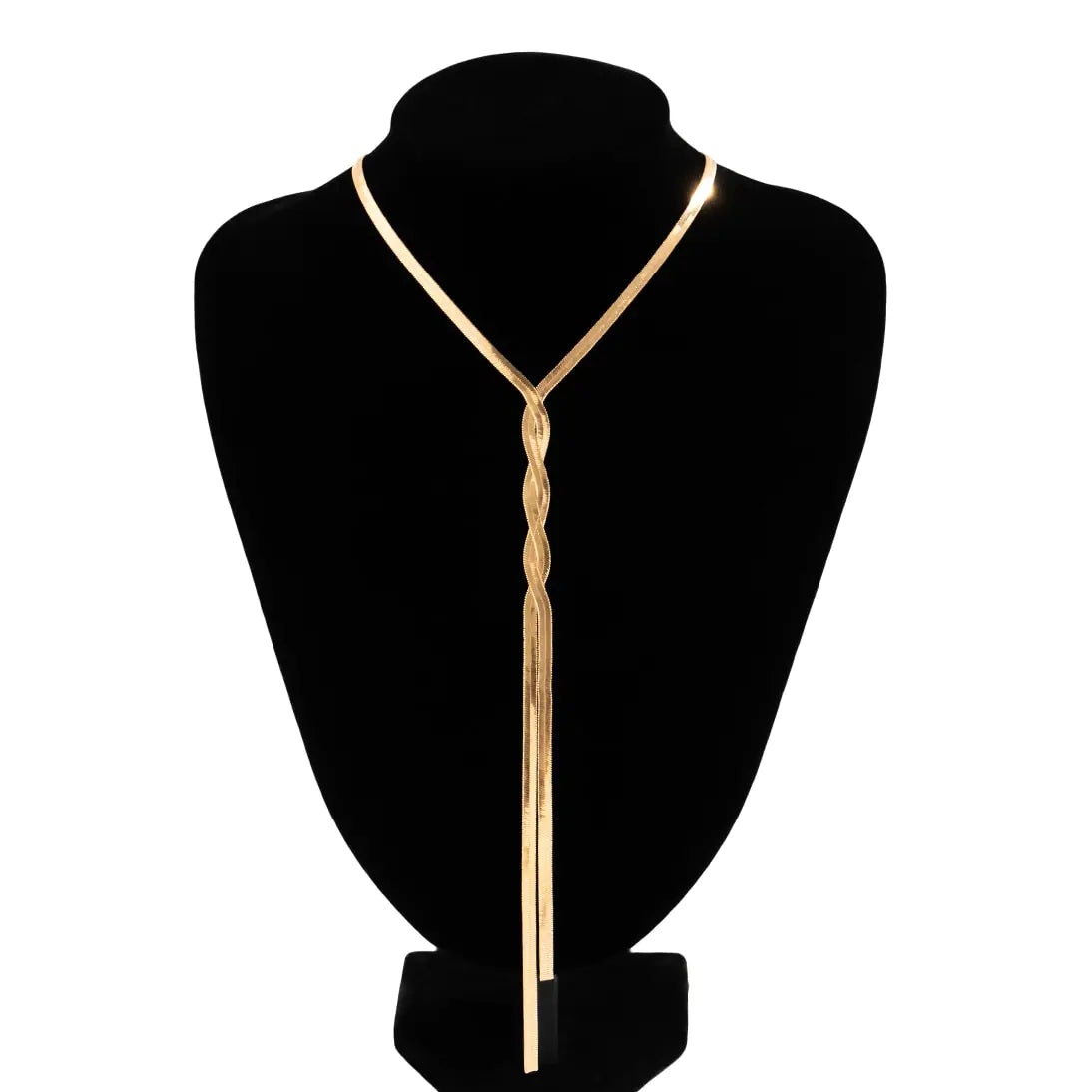 Collar Largo Ajustable de Cadena de Serpiente Plana Ingemark Kpop para Mujeres