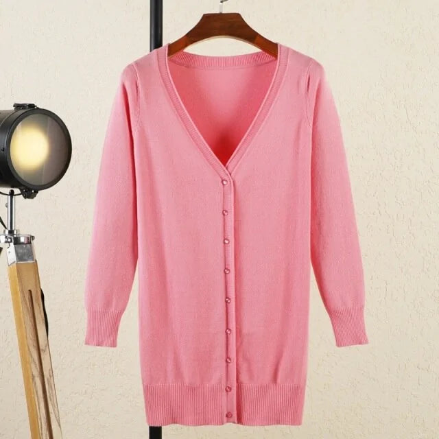 V-Neck Women's Cardigan - Timeless Style & Comfort