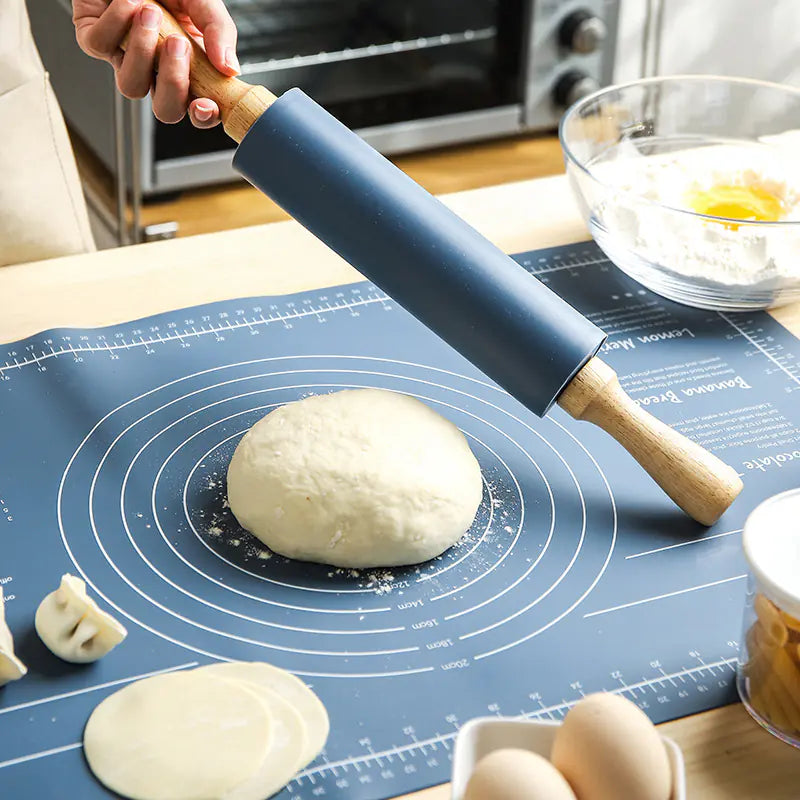 Thick Non-Slip Rolling Pin with Large Non-Stick Mat