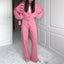 Conjunto de Suéter y Pantalones de Color Sólido con Cremallera BASIC para Mujeres