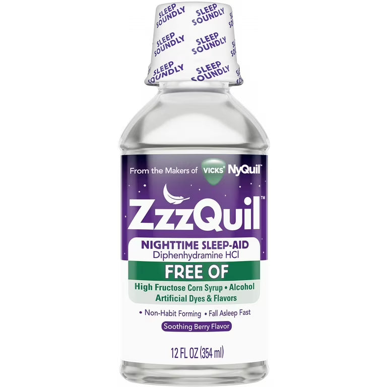 ZzzQuil Ayuda para Dormir Nocturna - Líquido Sin Alcohol de Mango y Frambuesa 12 Oz