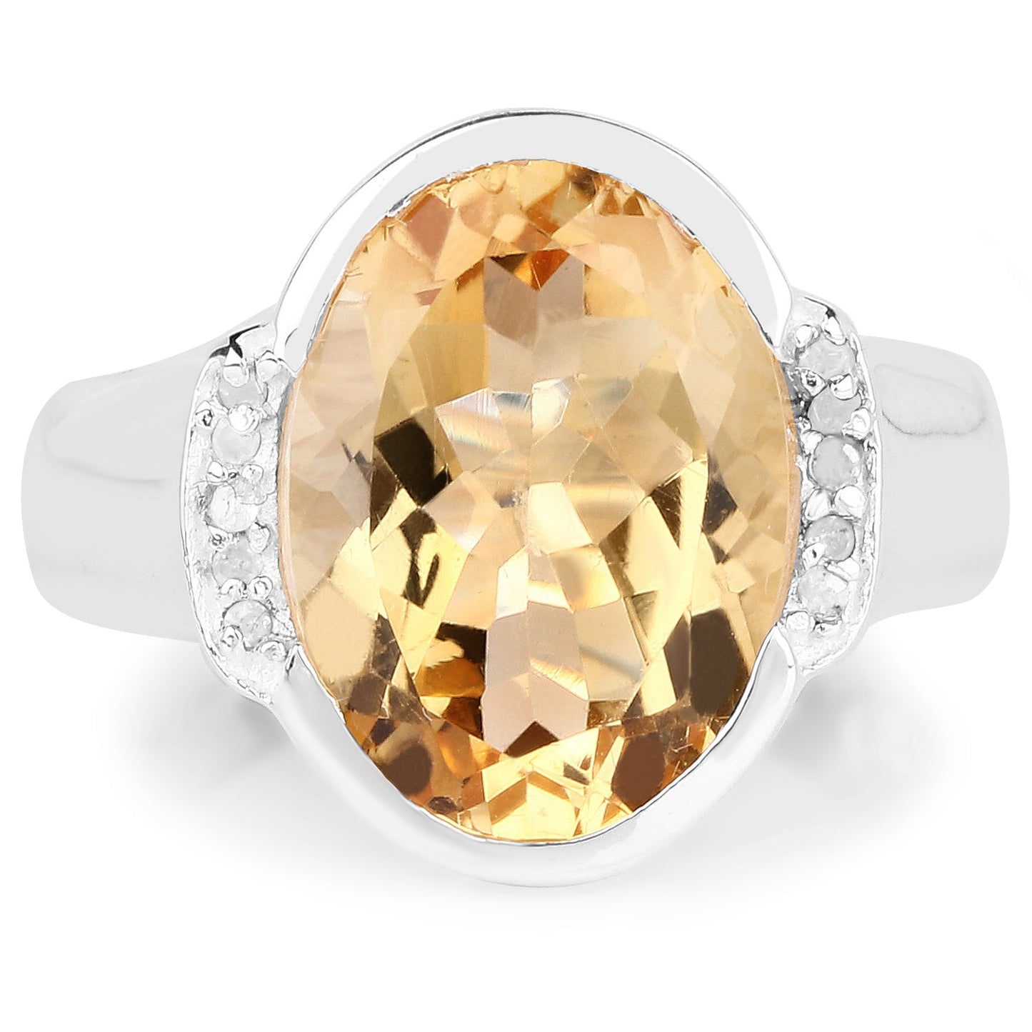 Anillo de plata esterlina de 5.05 quilates de citrino genuino y diamantes blancos