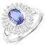 2.47 Carat Genuine Tanzanite and White Topaz Sterling Silver Ring