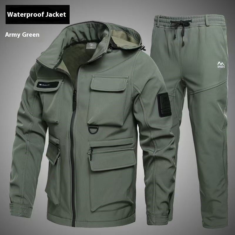 Fleece-Lined Waterproof Jacket Suit for Autumn & Winter