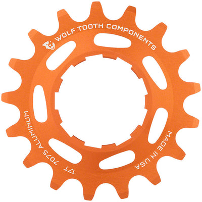 Wolf Tooth Single Speed Aluminum Cog - 17t for 3/32" Chains - Orange