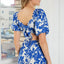 Charming Summer Floral Puff Sleeve Dress with Cutout Back – A Unique Blend of Elegance and Playfulness - Korvel