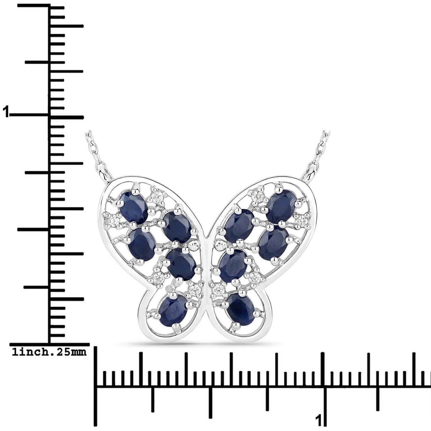 2.16 Carat Genuine Blue Sapphire & White Zircon Necklace