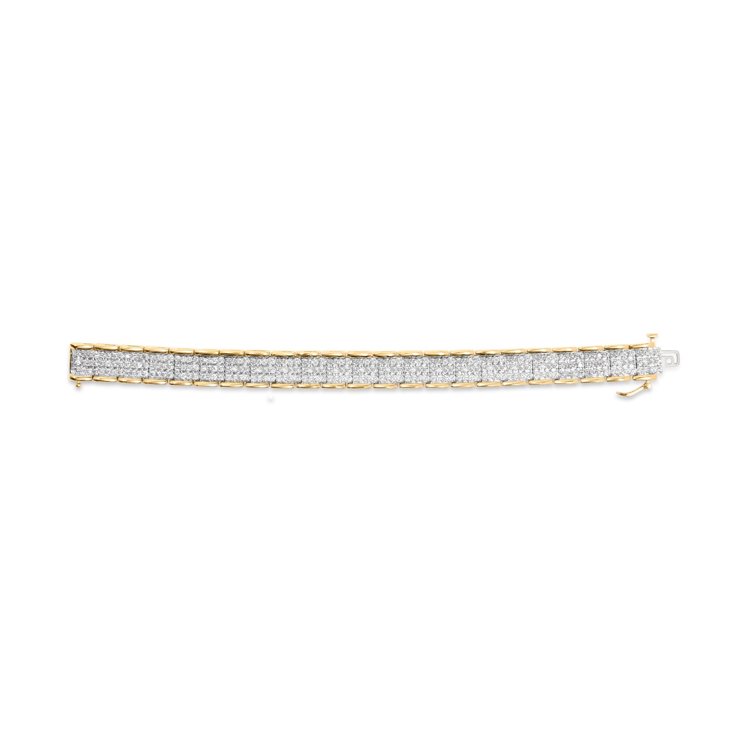 Pulsera de eslabones de diamantes de corte redondo de 10K en oro amarillo de 5.00 Cttw