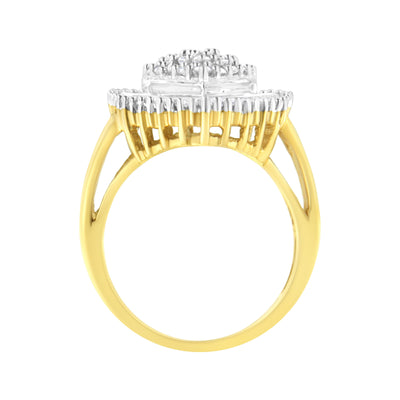 10K Yellow Gold Oval Cluster Diamond Ring - Size 7