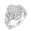 14K White Gold Diamond Floral Cluster Quatrefoil Ring - Size 6.75