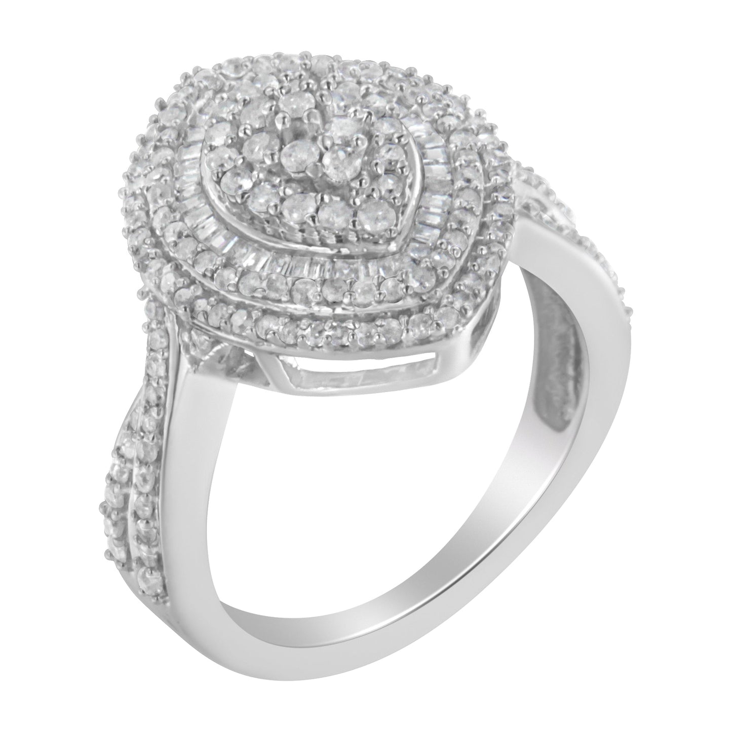 Bague cocktail en diamant halo en argent sterling .925 - Taille 7
