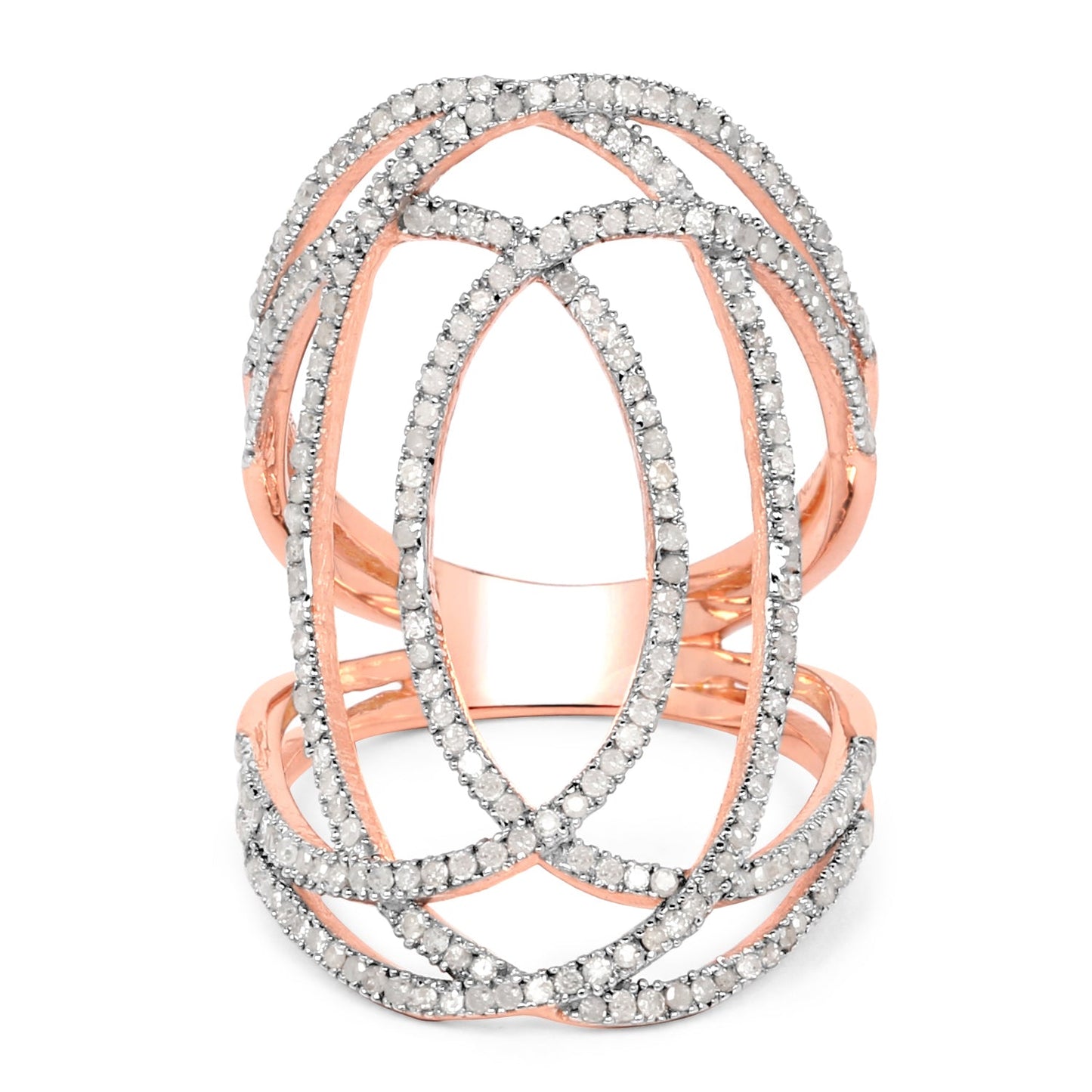 14K Rose Gold Plated 0.73 Carat Genuine White Diamond Ring