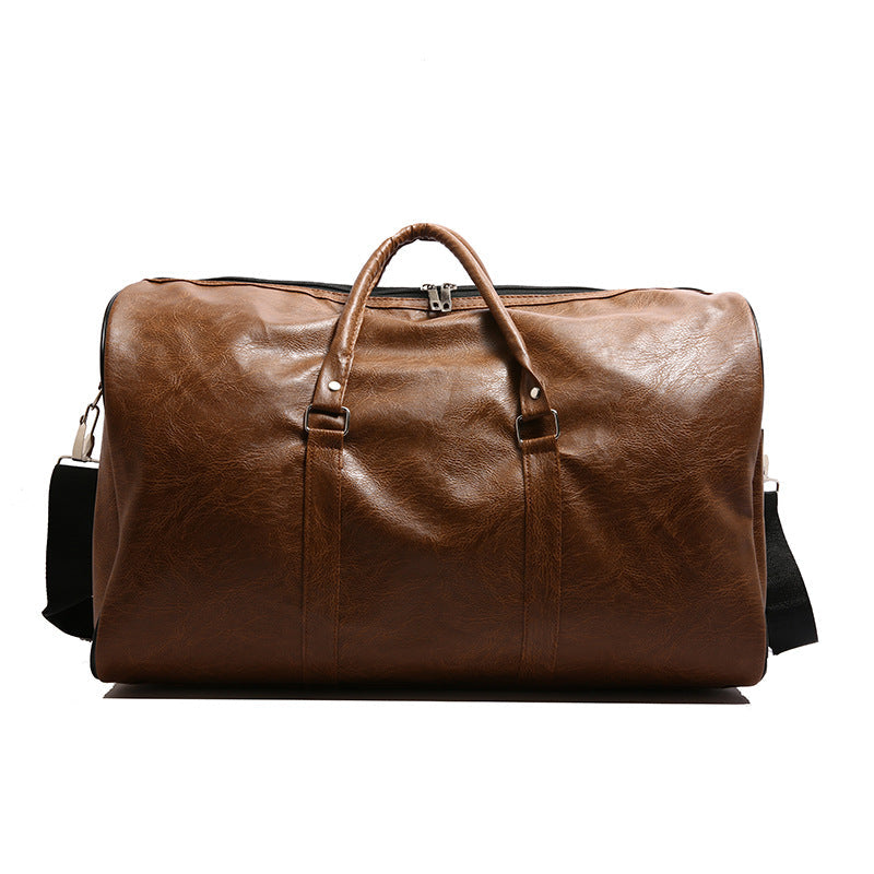 Elegante bolsa de viaje de duffel con textura de PU en colores sólidos